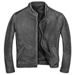 Blouson biker gris en cuir | Boutique biker