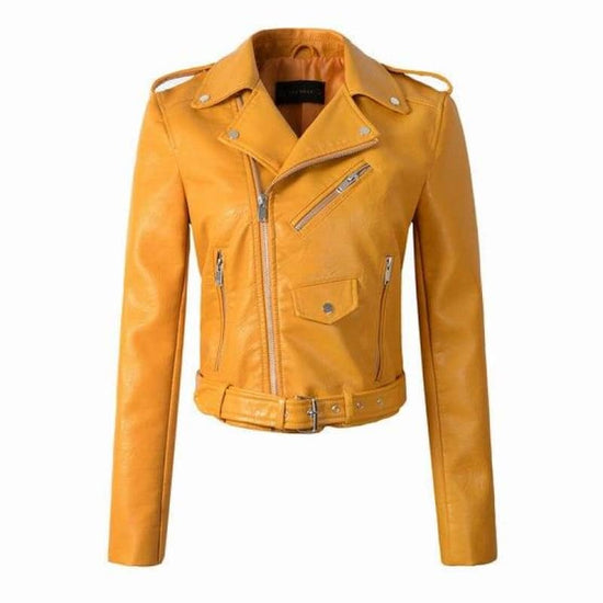 Veste en cuir femme jaune | Boutique biker